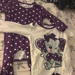 Purple and White Elephant Baby Pajamas